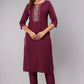 Purple Embroidery Kurta Set