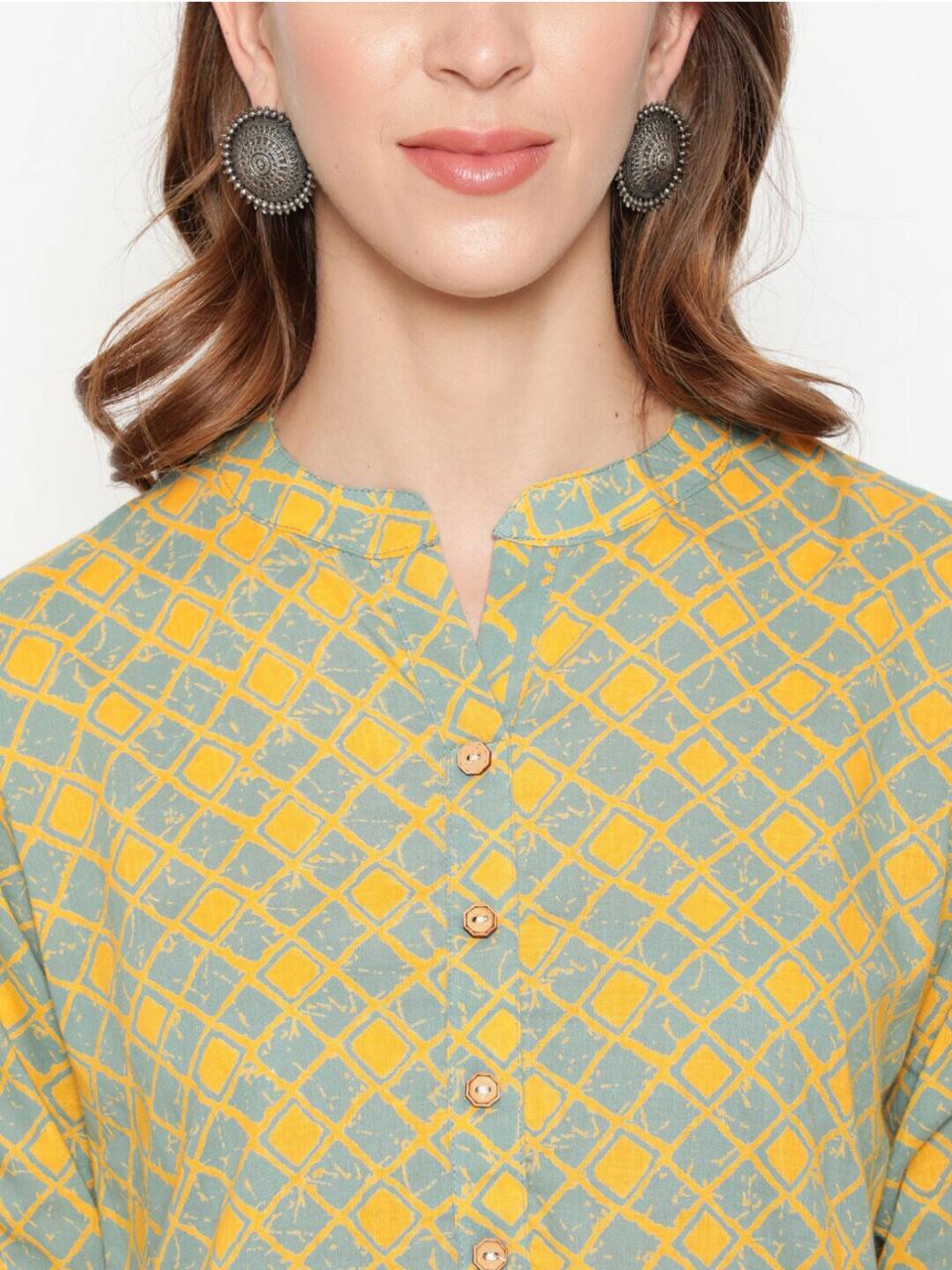 Green Printed Short Kurti