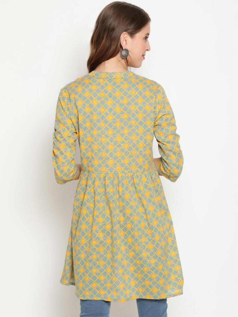 Green Printed Short Kurti